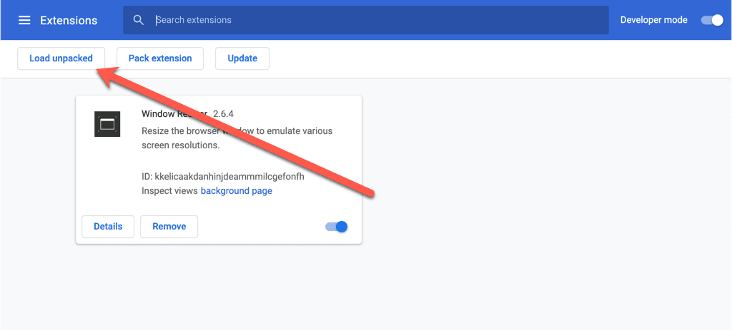 Chrome extensions load unpacked extension